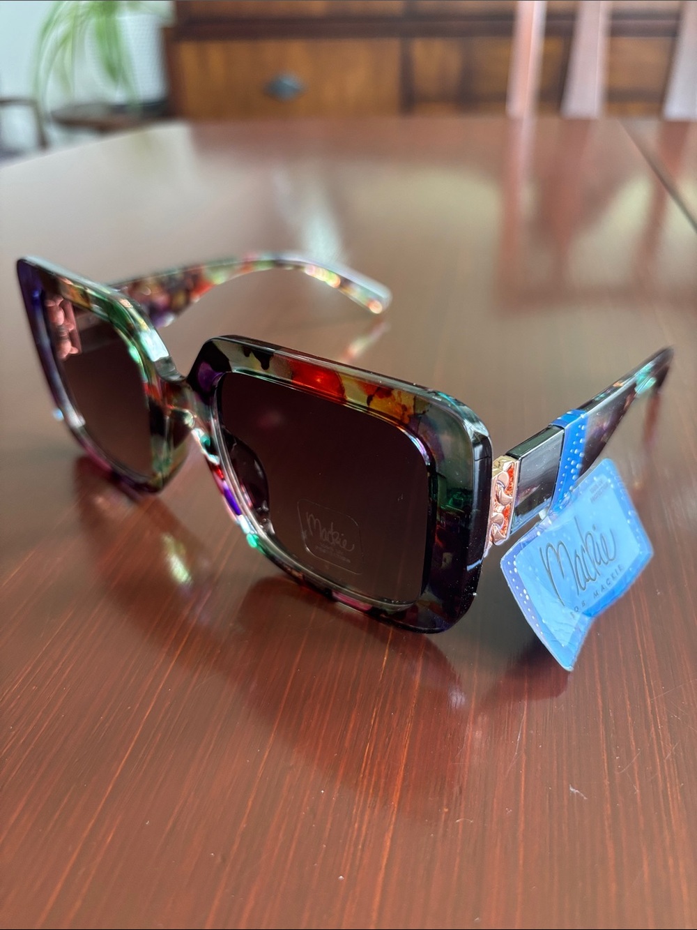 Mackie 100% UV protection Square/round multicolor tortoise shell,brown lens